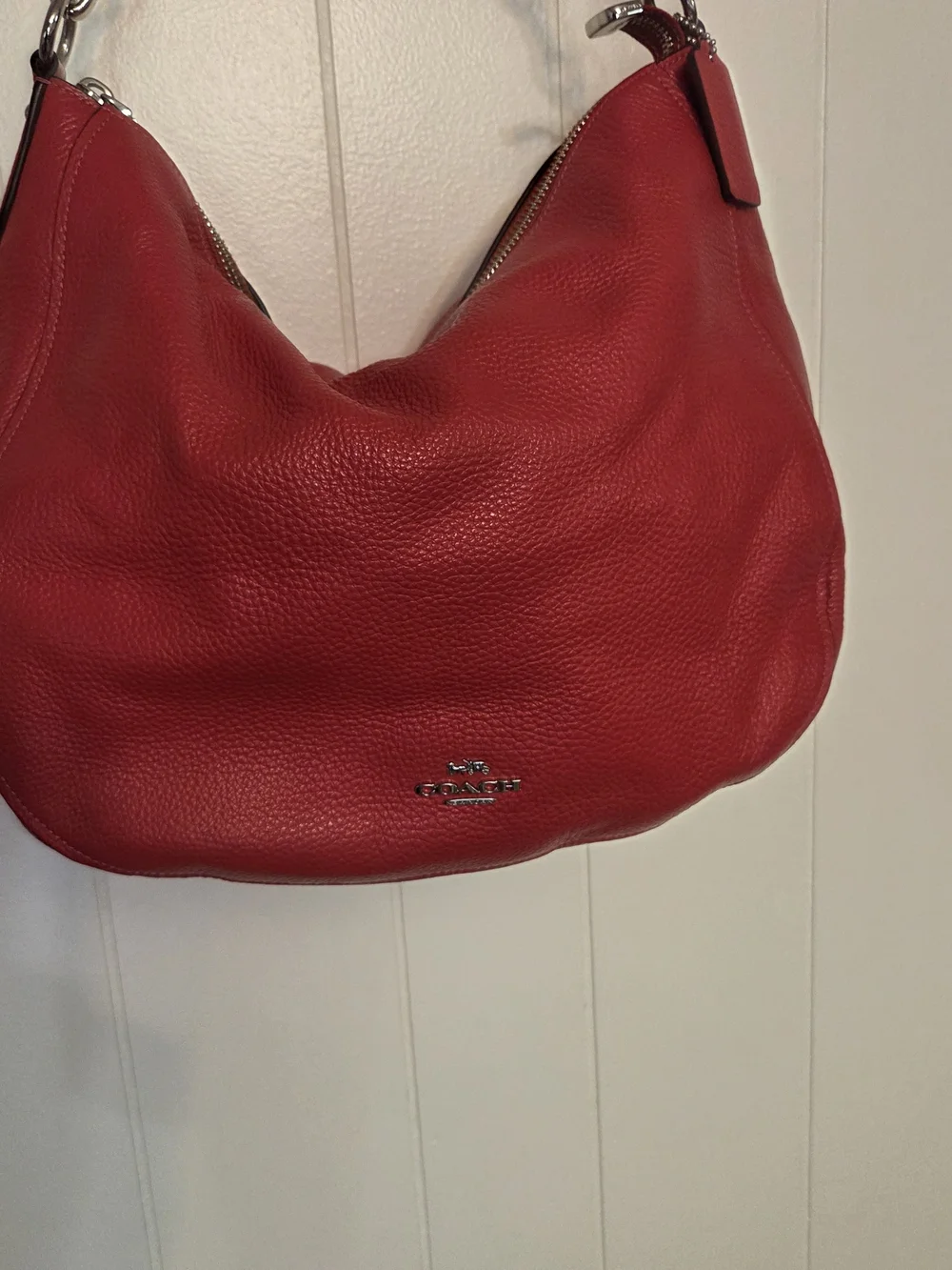 Coach Pebble Leather Elle Bright Red Hibo Shoulder Bag